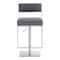 Armen Living Michele Swivel Adjustable Height Gray Faux Leather and Brushed Stainless Steel Bar Stool LCMISWBABSGR - alternate 6